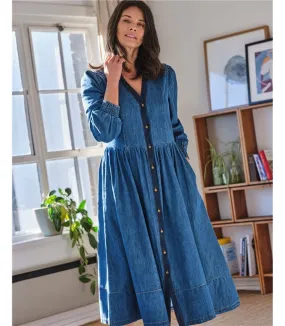 Asterope Robe midi en coton organique Chambray