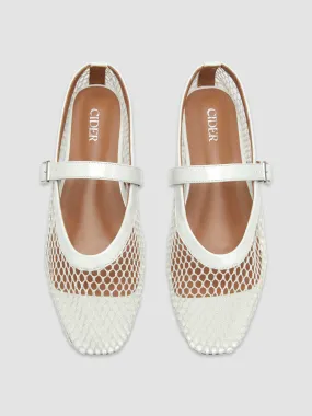 Ballerines Mary Jane en cuir et mesh