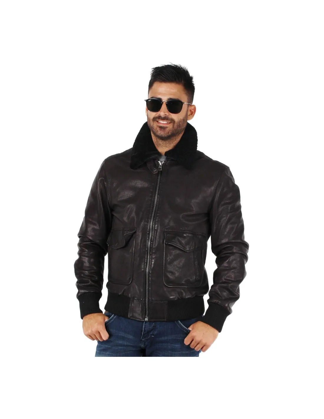 Blouson Daytona en cuir ref 44557 Marron