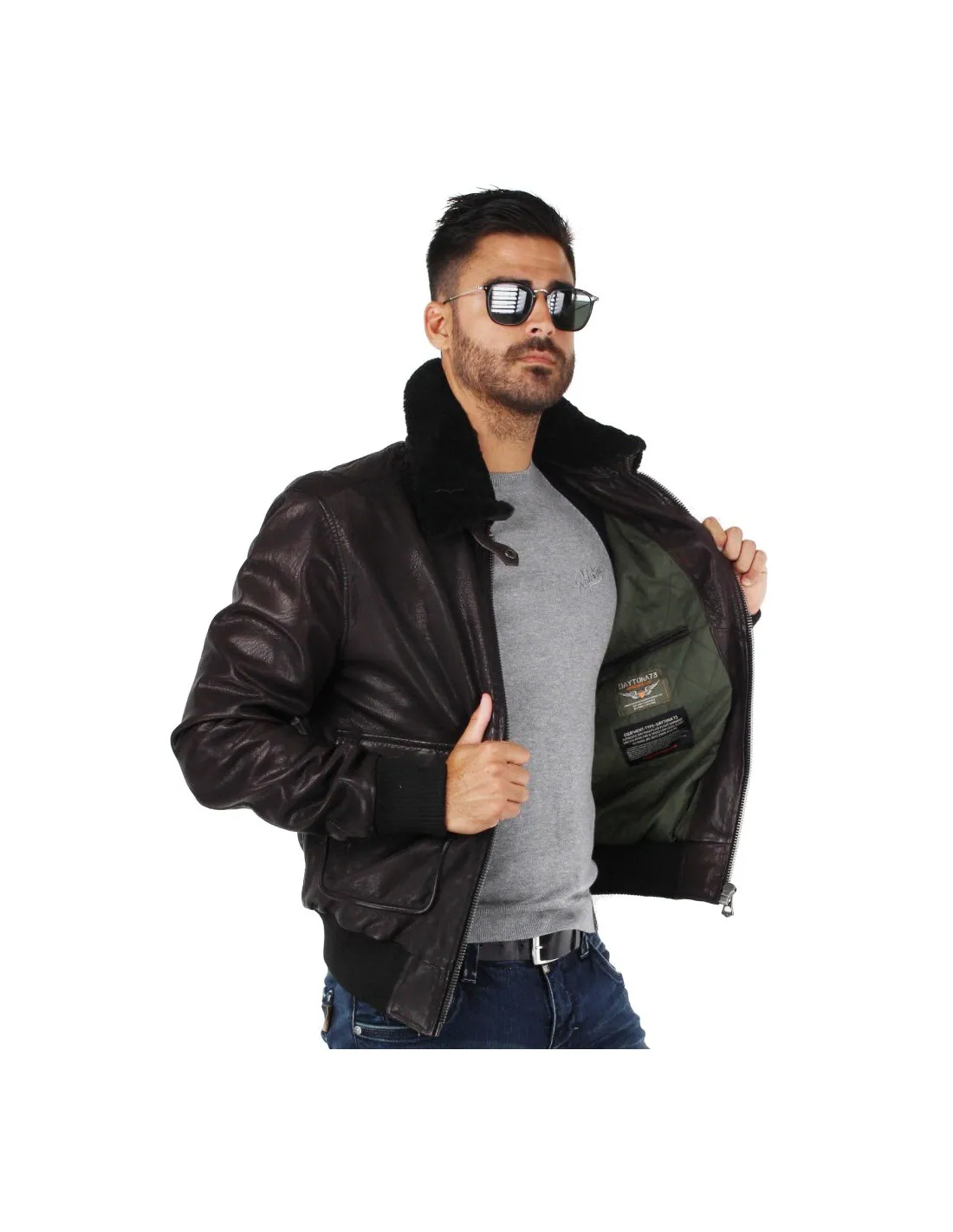 Blouson Daytona en cuir ref 44557 Marron