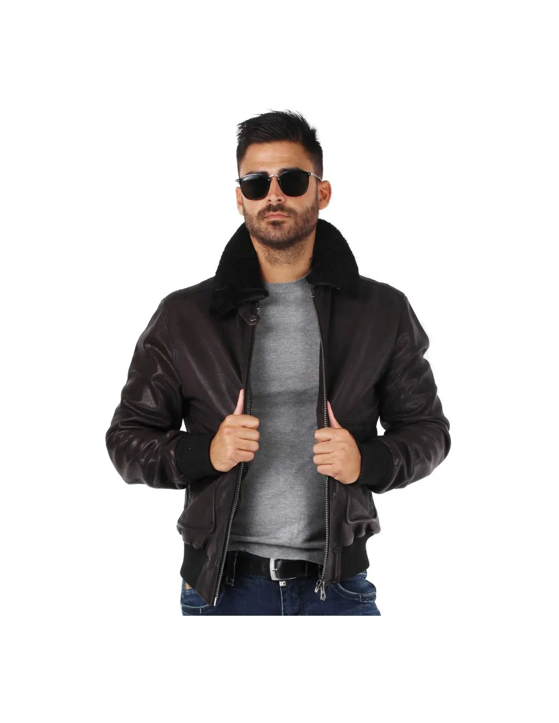 Blouson Daytona en cuir ref 44557 Marron