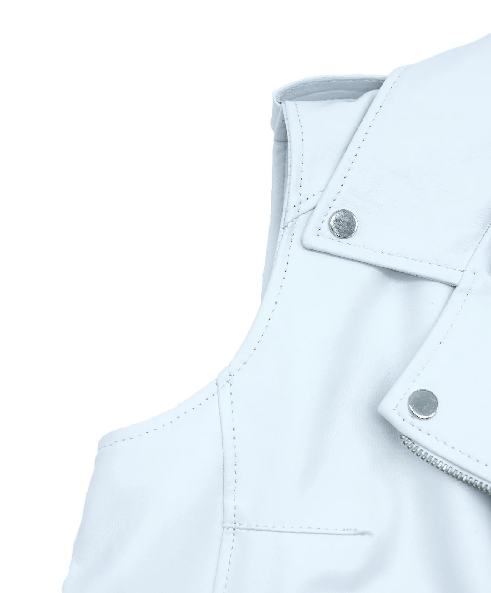 Blouson en cuir femme Sans manches  blanche