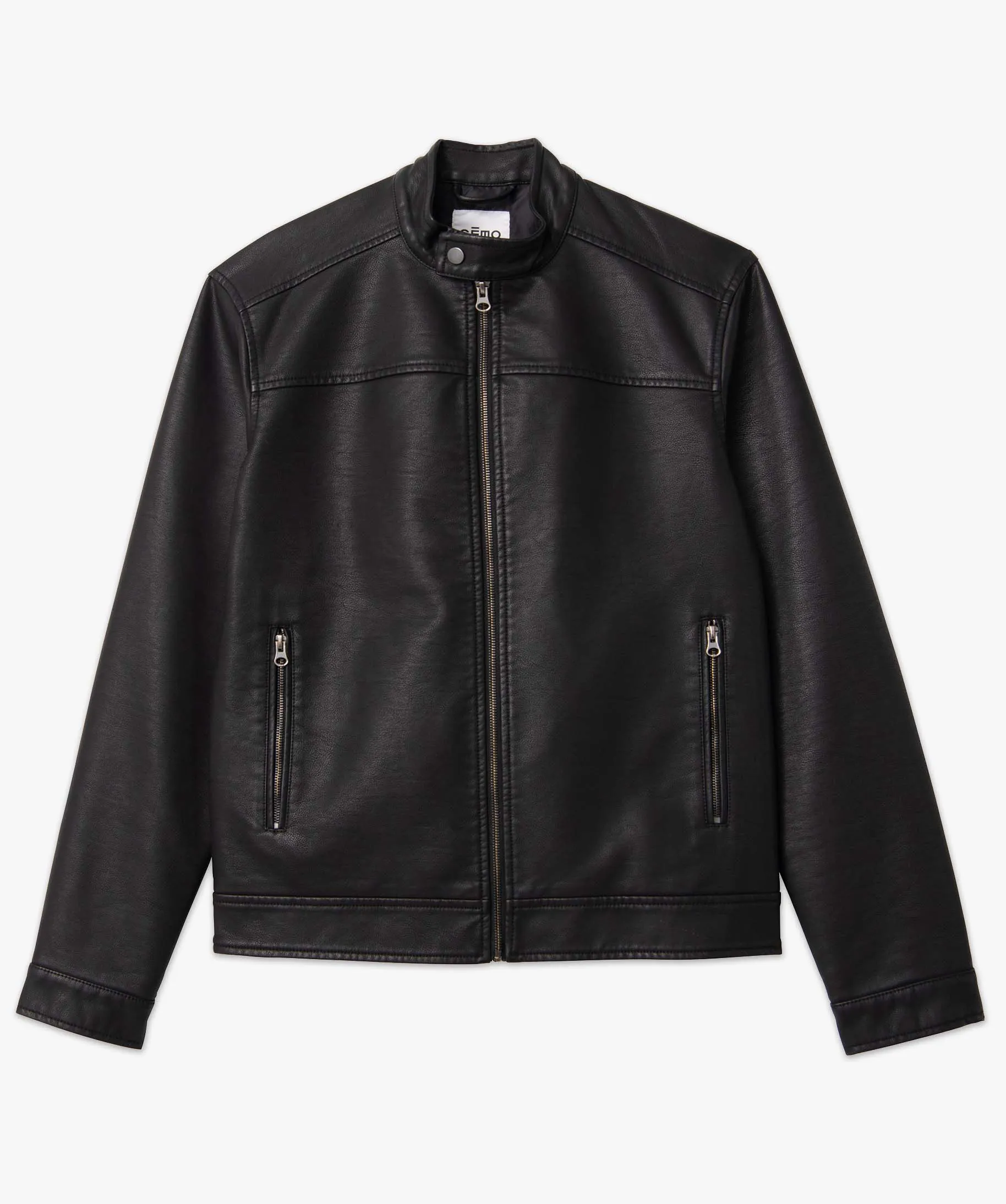 blouson homme biker en cuir imitation noir