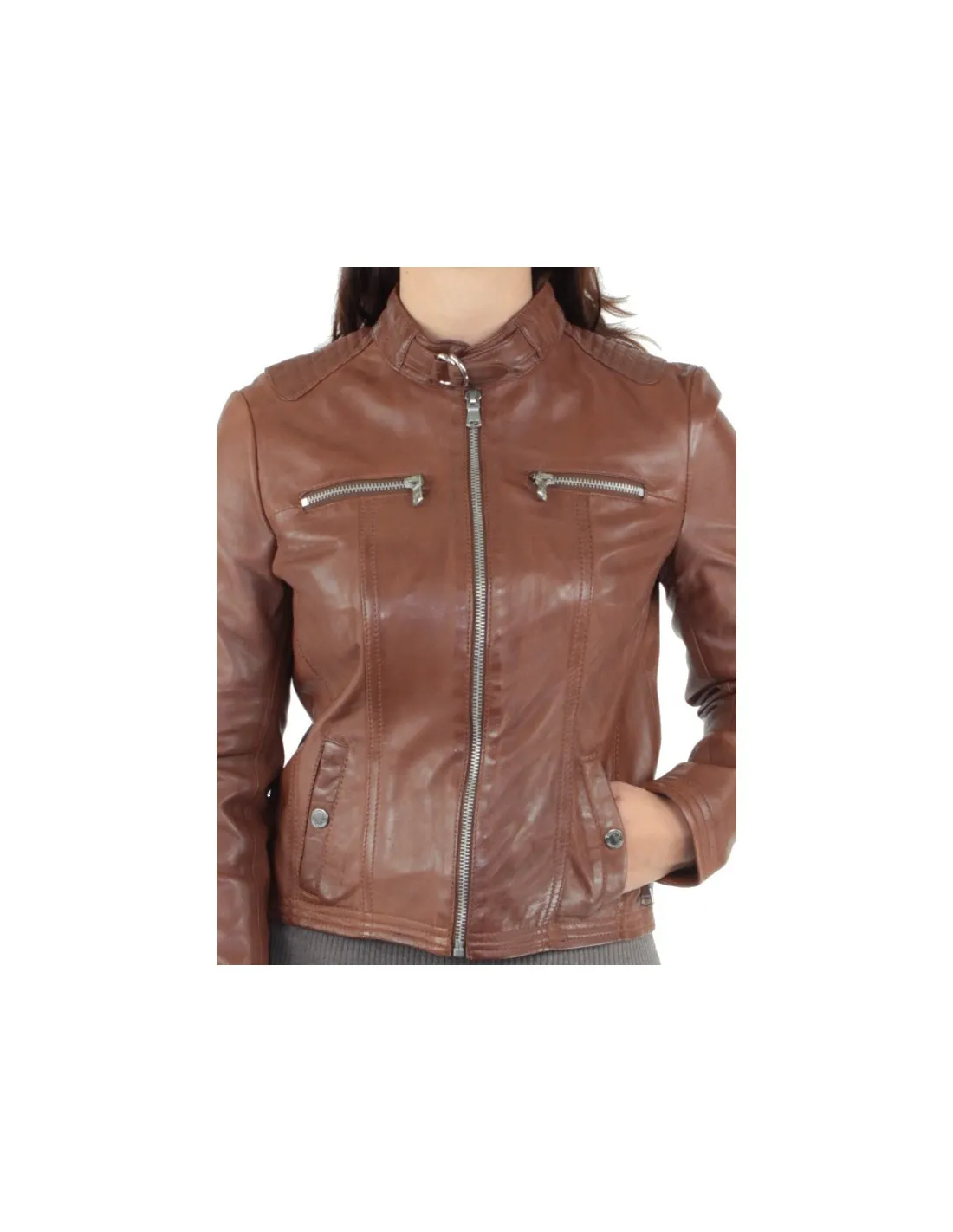 Blouson Redskins Misha Fiesta en cuir ref_35550 Cognac