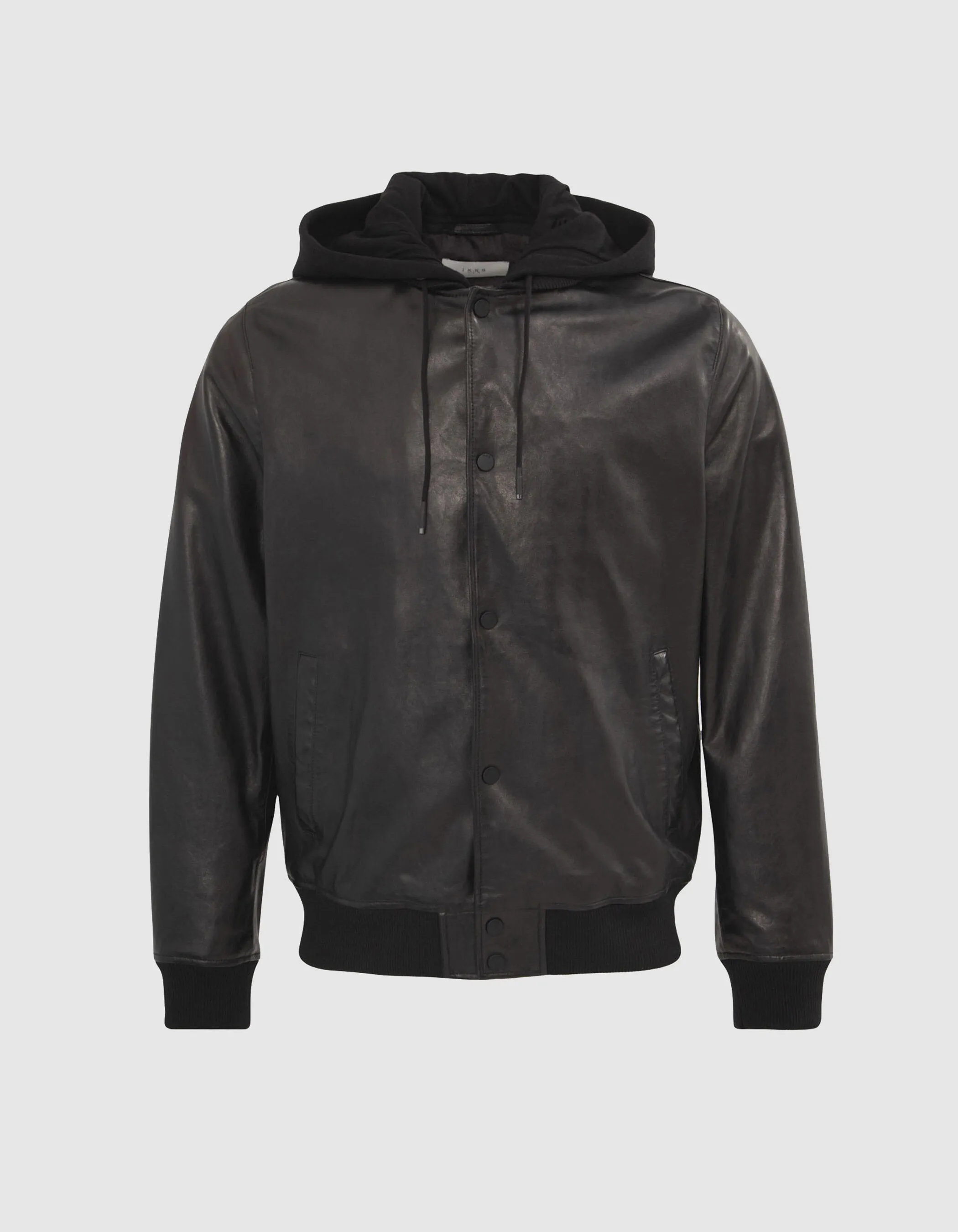 Bomber noir en cuir à parmenture amovible Homme