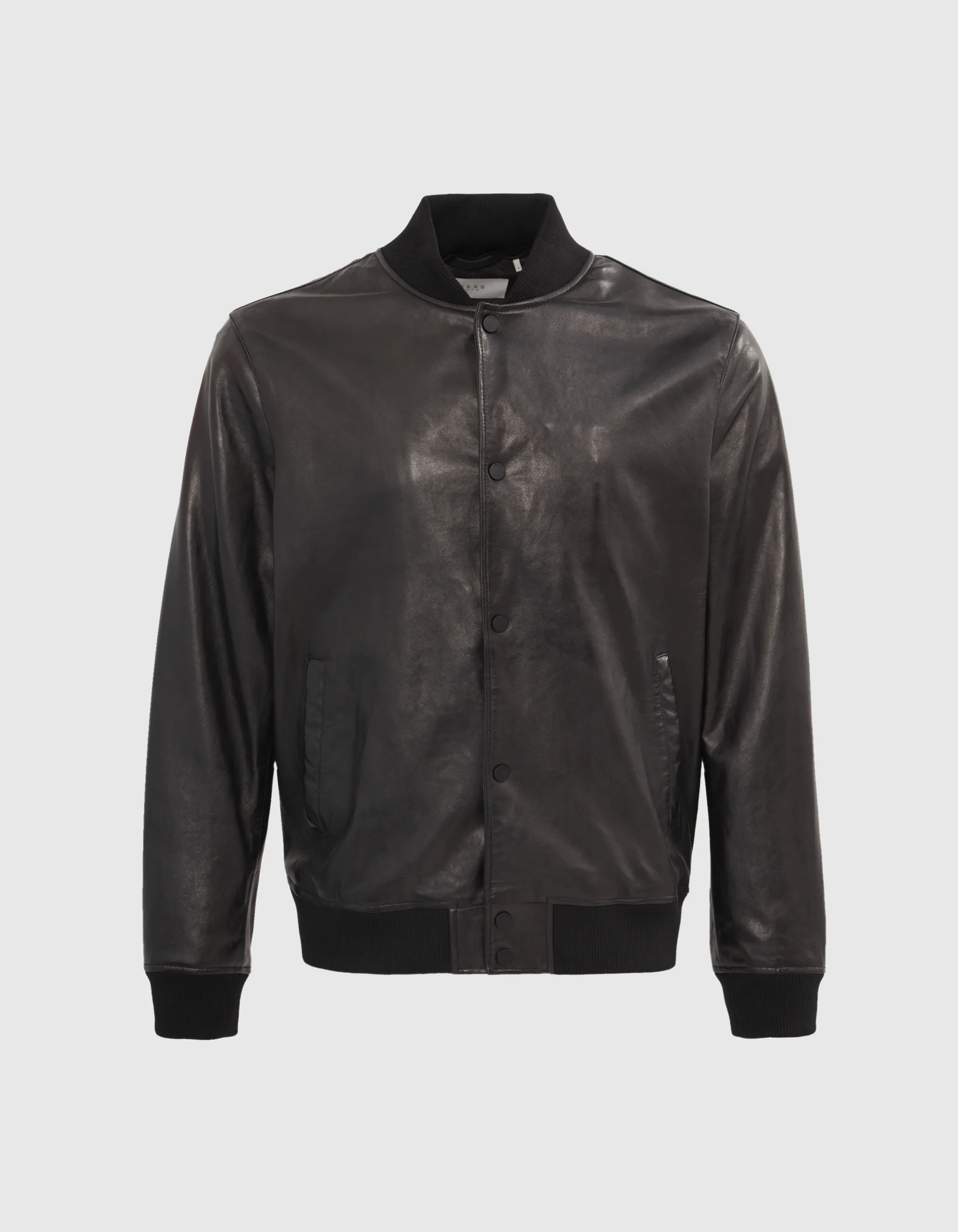 Bomber noir en cuir à parmenture amovible Homme