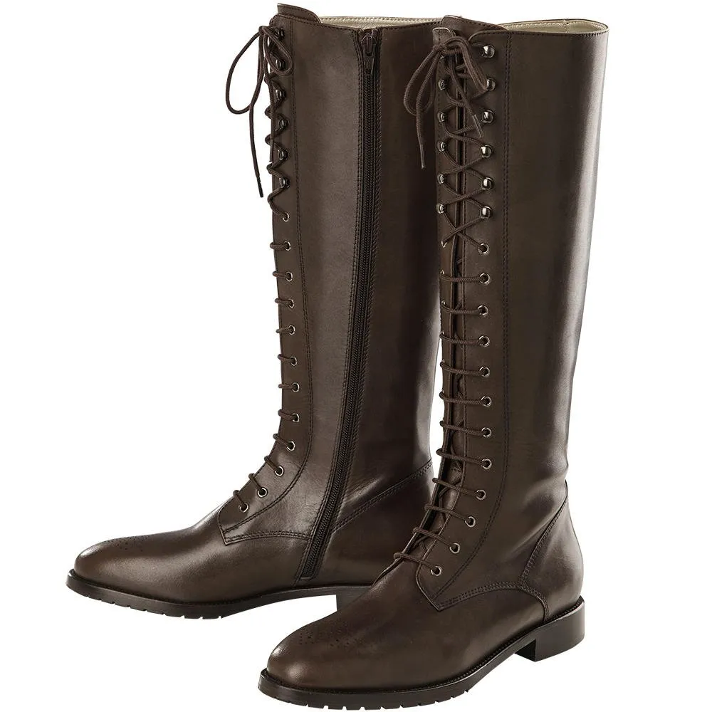 Bottes à lacets pour femme, couleur chocolat