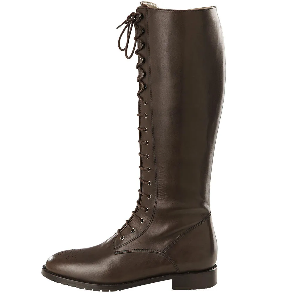 Bottes à lacets pour femme, couleur chocolat