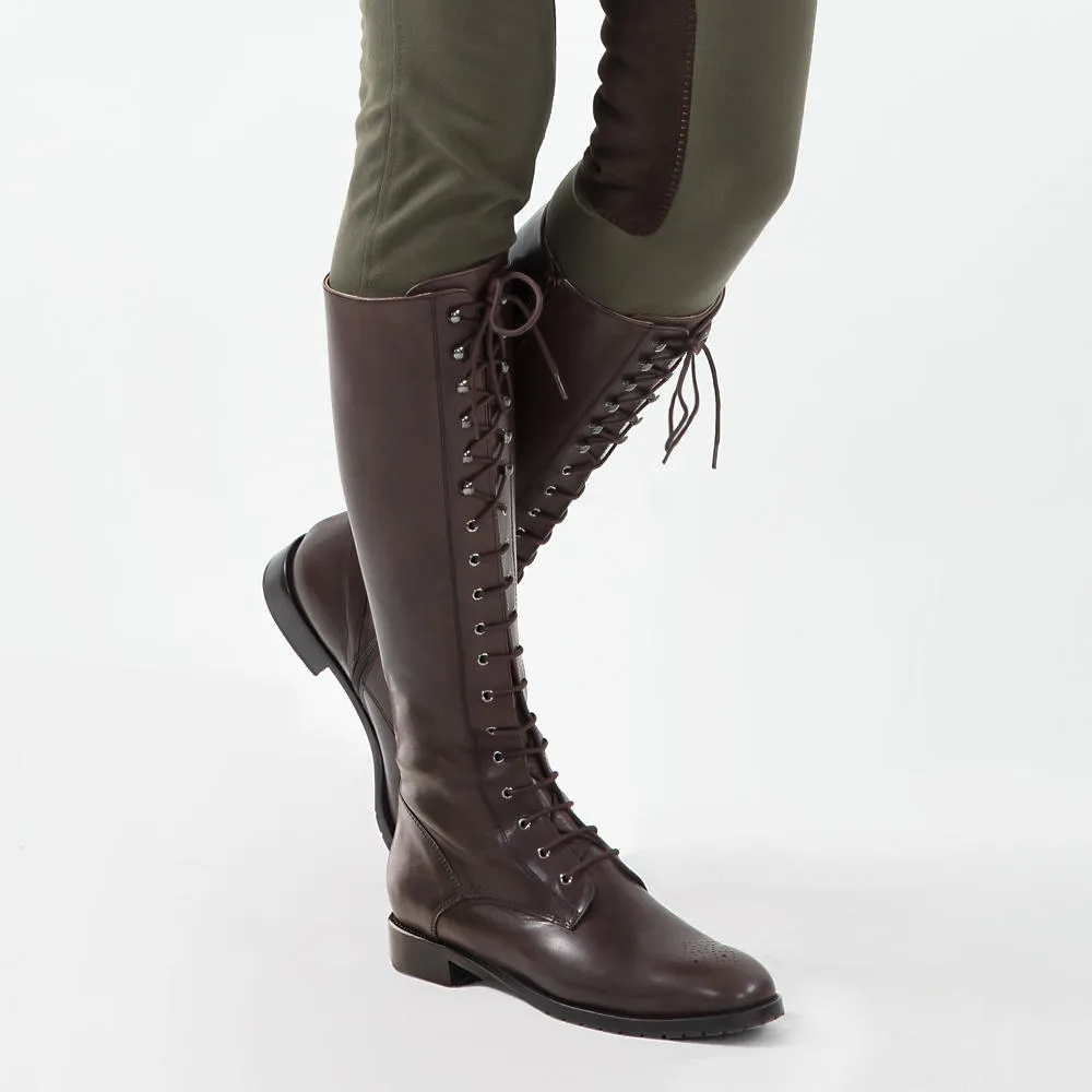 Bottes à lacets pour femme, couleur chocolat