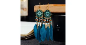 Boucles d'oreilles Boho longues plumes pour femmes