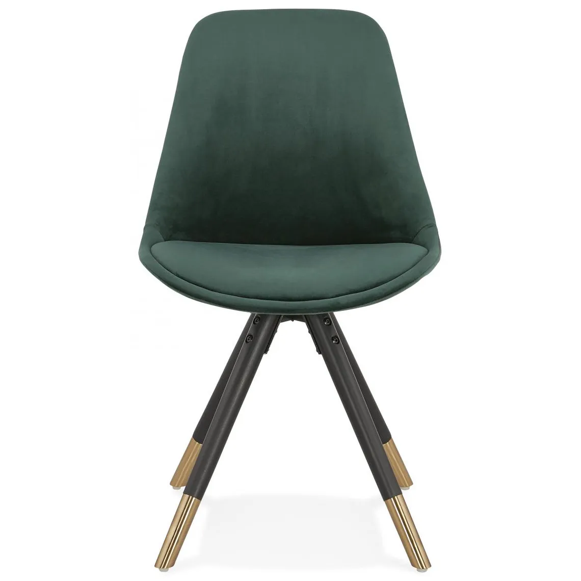 Chaise en Velours Vert Dossier Rectangulaire Piétement en Bois Noir SLIPSS | 3 Suisses