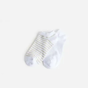 Chaussettes courtes blanches et à rayures dorées - Eram Accessoires | ERAM