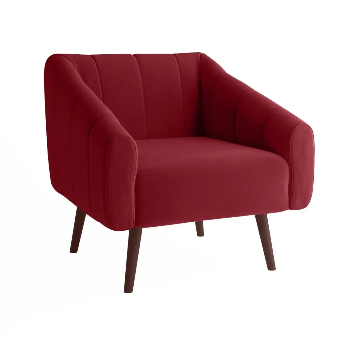 Fauteuil en velours bordeaux et pieds bois foncé EDITH | 3 Suisses