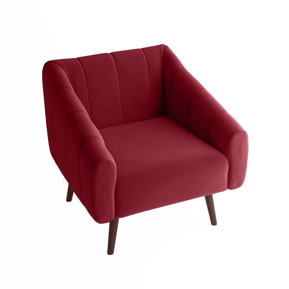 Fauteuil en velours bordeaux et pieds bois foncé EDITH | 3 Suisses