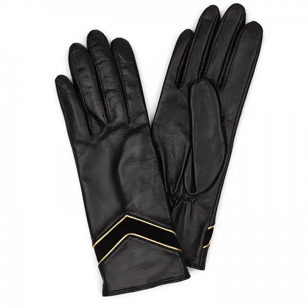 Gants tactiles Or T7 Cuir Noir | Lancaster