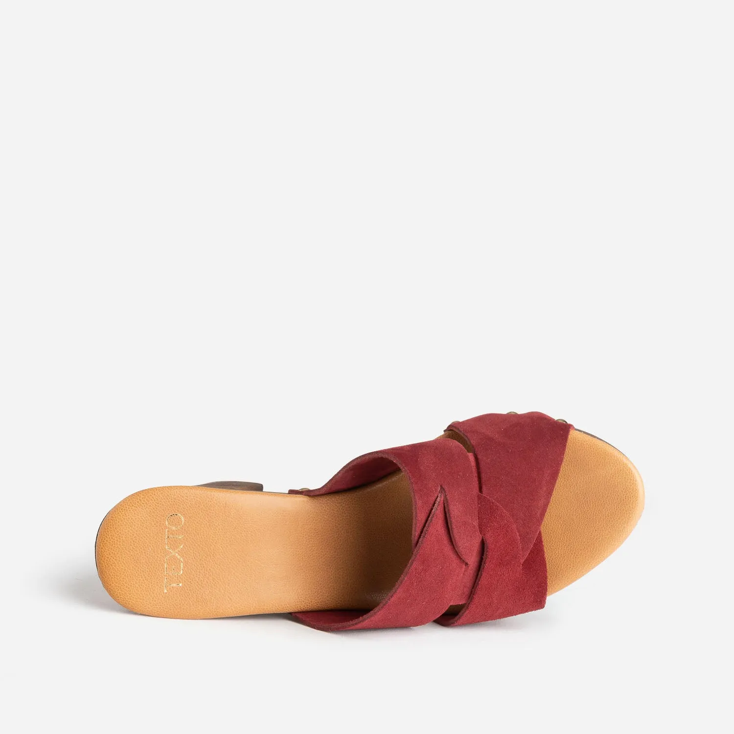 Mule à talon TEXTO bordeaux en cuir velours - Mules / Tongs Femme | ERAM