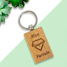 Porte-clés rectangle en bois personnalisé - Modèle Super