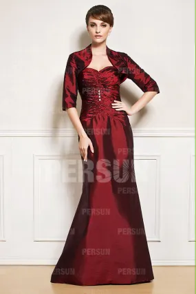 Robe longue en taffetas froncée au bustier