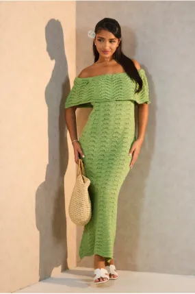 Robe vert clair en maille ajourée