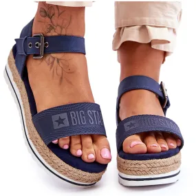 Sandales confortables à plateforme Big Star pour femmes LL274869 bleu marine