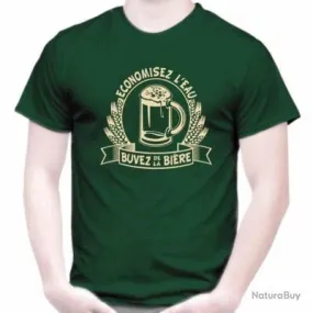 T-SHIRT  - ECONOMISEZ L'EAU  BUVEZ DE LA BIÈRE  - Humour Blague Drôle Idée cadeau  Noël Anniversaire