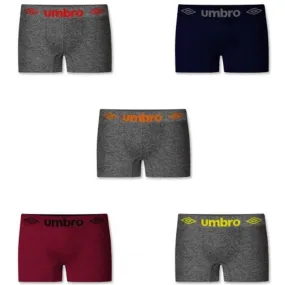 UMBRO 5 Boxers Homme sans couture BSX5 Gris Marine Rouge