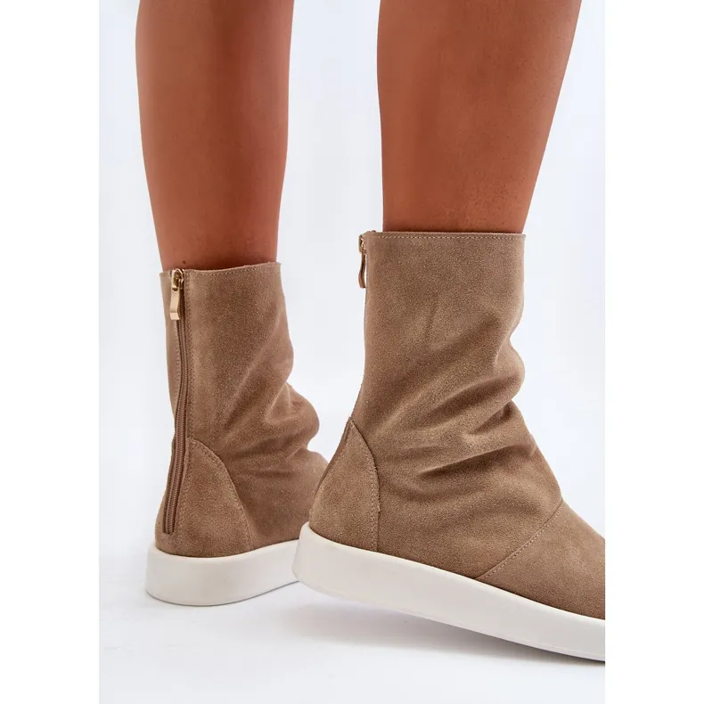 Zazoo 3441 Sandales en daim pour femmes avec tige beige foncé